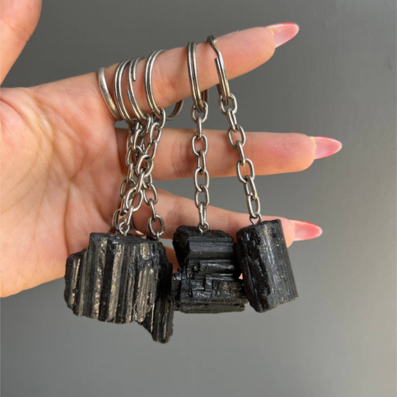 Rough Black Tourmaline Keyring