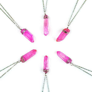 Magenta Aura Quartz Wired Necklace