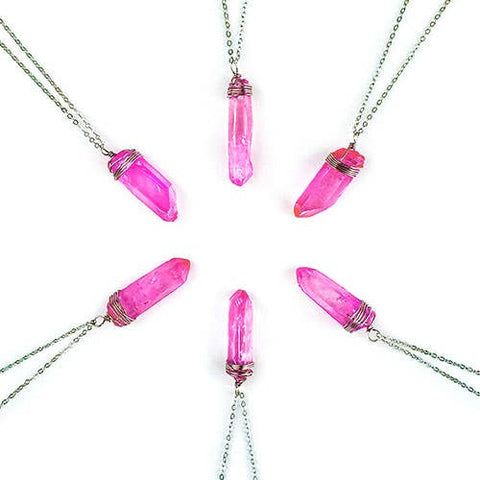 Magenta Aura Quartz Wired Necklace