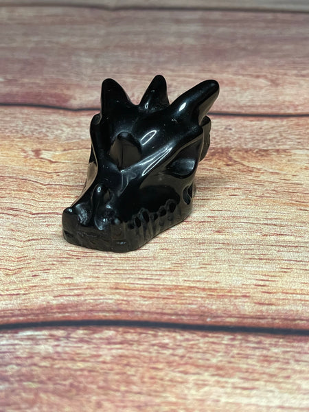 Black Obsidian Dragon Head