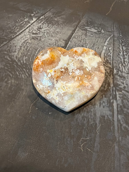 Cherry Blossom Agate Heart Palm