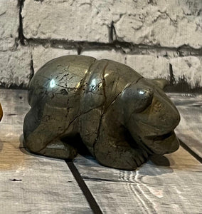 Pyrite Bear Carving