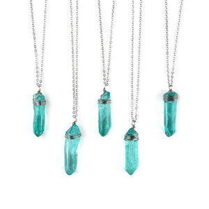 Aqua Aura Quartz Wired Necklace